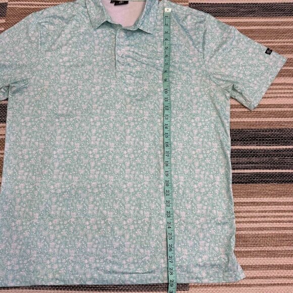 Greenside Mens Golf Polo Shirt Polyester Blend Side Slit Short Sleeves Green XL - Picture 12 of 12